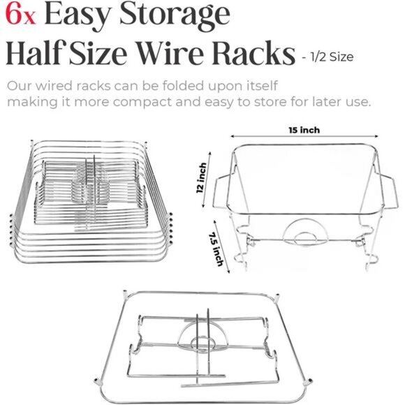 Foldable Chafing Dishes Disposable Buffet Set - Set of 6/36pc Half-Sized (9x13) - Picture 6 of 7
